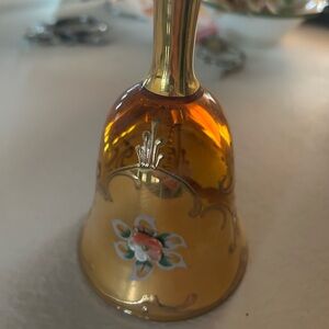 ANTIQUE MURANO Elegant Gold and Orange Decorative Glass Bell, BEAUTIFUL SHAPE